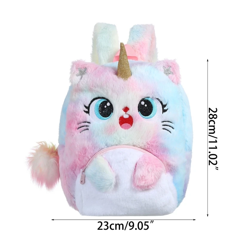 à bandoulière en peluche chat, à dessin animé à sangle réglable, joli d'école à grands yeux, cadeau pour