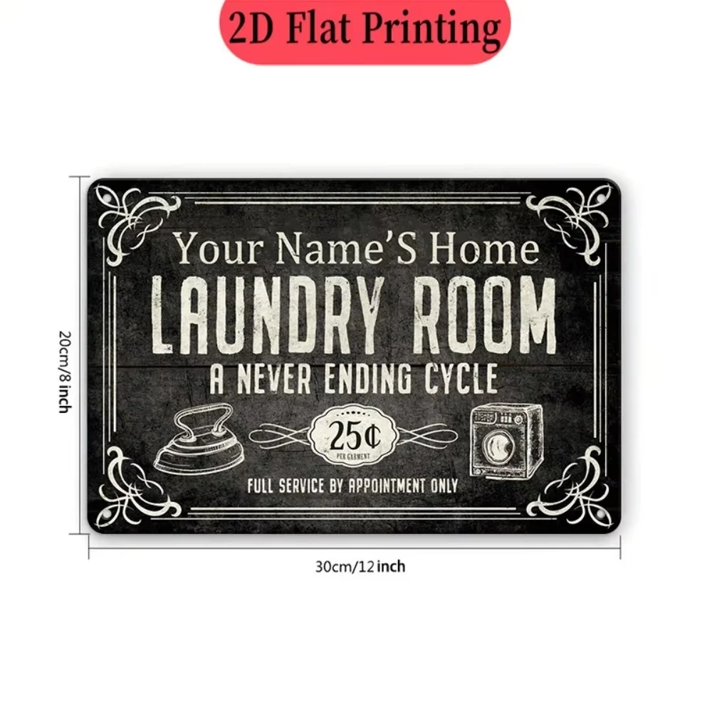 Custom Name Laundry Sign, Endless Cycle Wall Decor For Home Kitchen Apartment (Decorative Use Only)