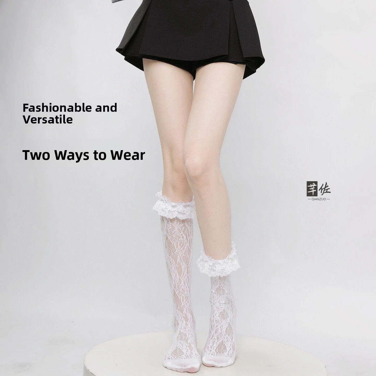 Sweet Ballet Style White Lace Leggings Women's Summer Thin Flower  Lolita Short Tube Socks Match Small Leather Shoes