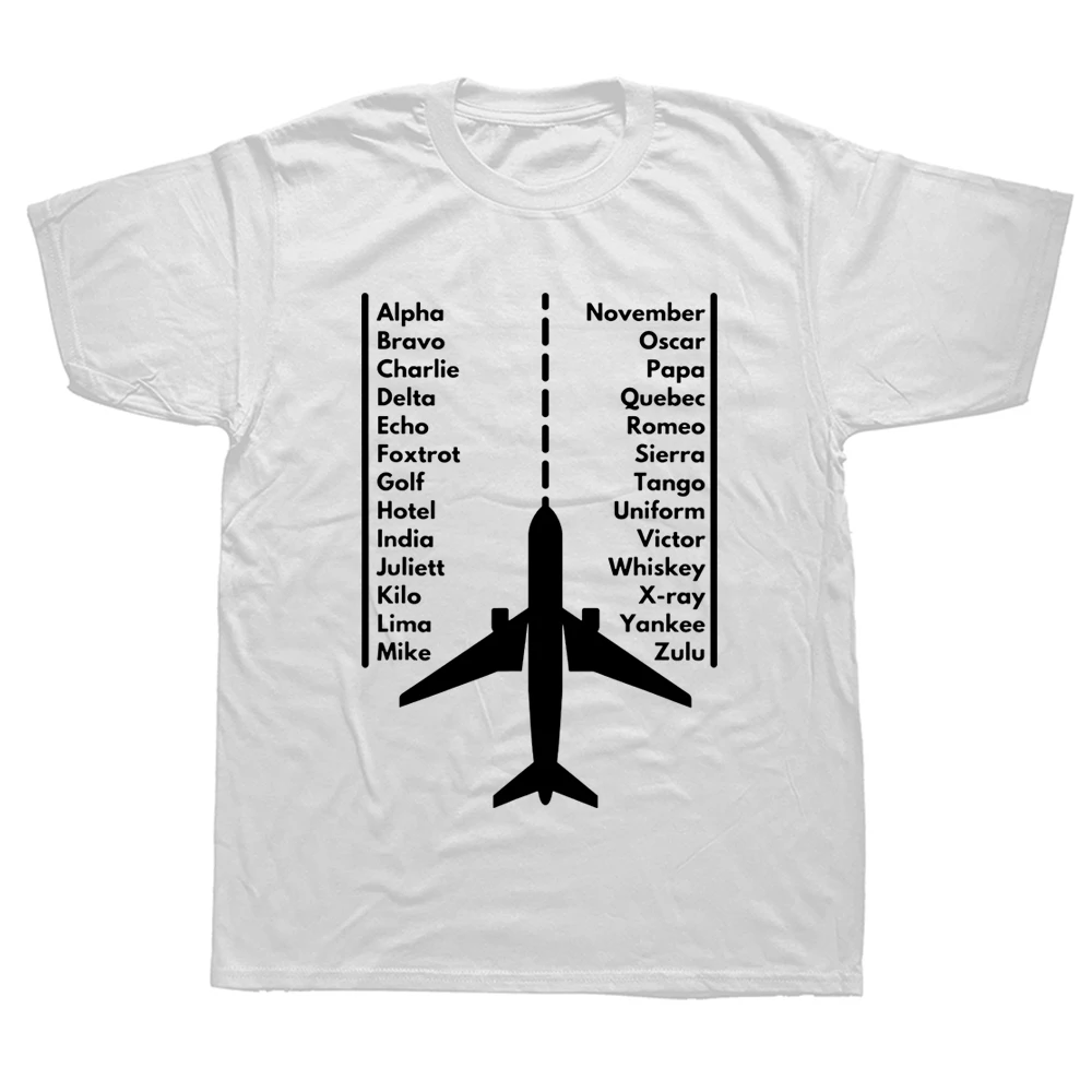 Phonetica Alphabet Funny Pilot Aviation Airplane T Shirts Graphic Cotton Streetwear Short Sleeve Birthday Gifts Summer T-shirt