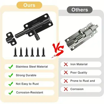2 ks sudový šroub 4 palce z nerezové oceli 304 dveřní západka hardware pro domácí hardware bezpečnostní brána dveřní závora západka zámek domácí hardware 8 nejlepší prodej zámek závory hlavně - №7