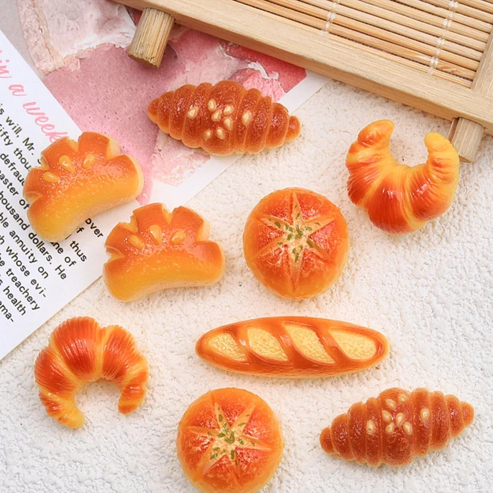 10PCS Shiny Baked Croissant Series Resin Flatback Cabochons For Hairpin Scrapbooking DIY Jewelry Craft Decoration Accessories