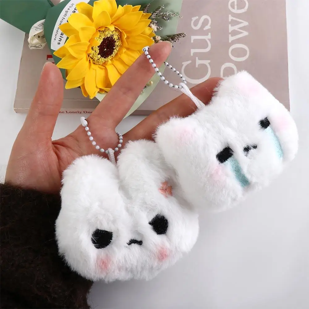 Stuffed Rabbit Keychain Crying Bunny Blush Angry Rabbit Blush Angry Rabbit Pendant Unique Design Korean Style