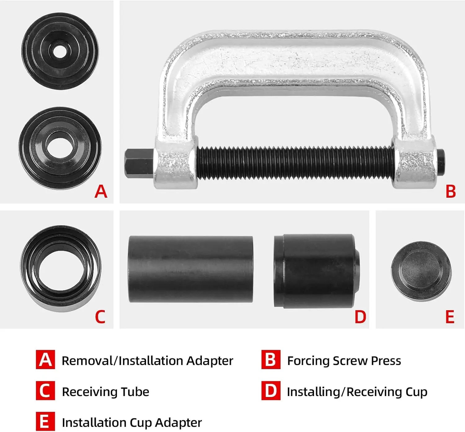 Universal Ball Joint Press & U-Joint Removal Tool Kit with 4x4 Adapters for Cars and Trucks, Includes Red Storage Case