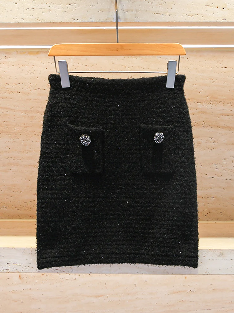 

High-End Knitted Cardigan And Skirt Set Autumn Winter Small Fraance Sle Women's Faion Outerwear Polyester Fiber Lo...