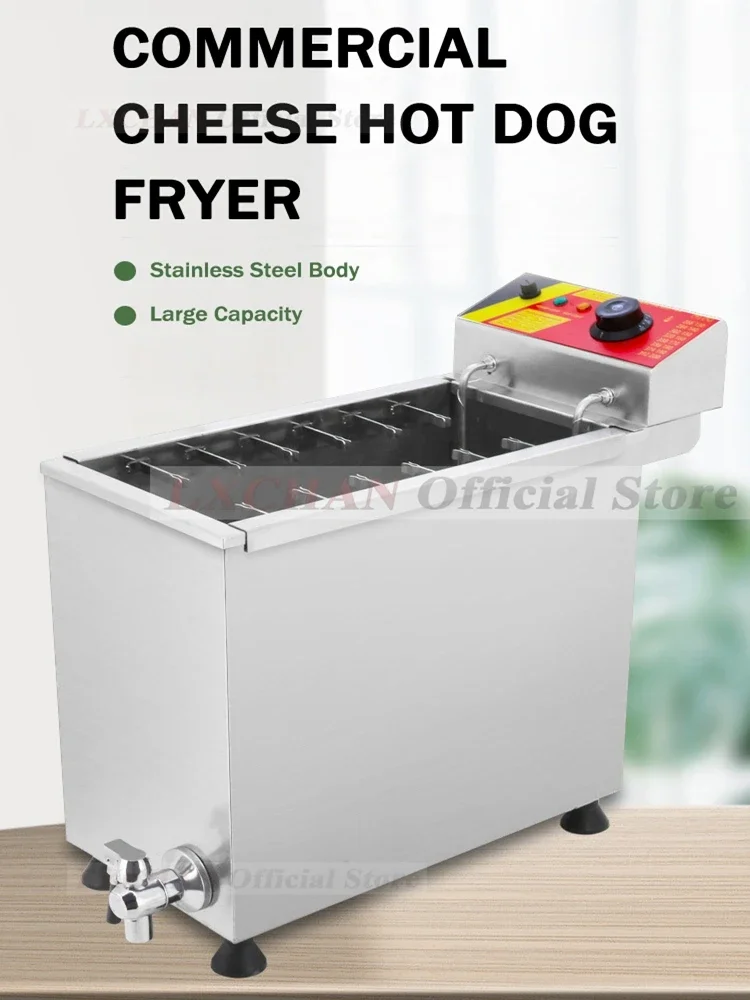 

HomeWise 3KW Commercial Automatic Cheese Hot Dog Sticks Fryer Electric Korean Mozzarella Corn Dog Fryer Machine 21L Electric/Gas