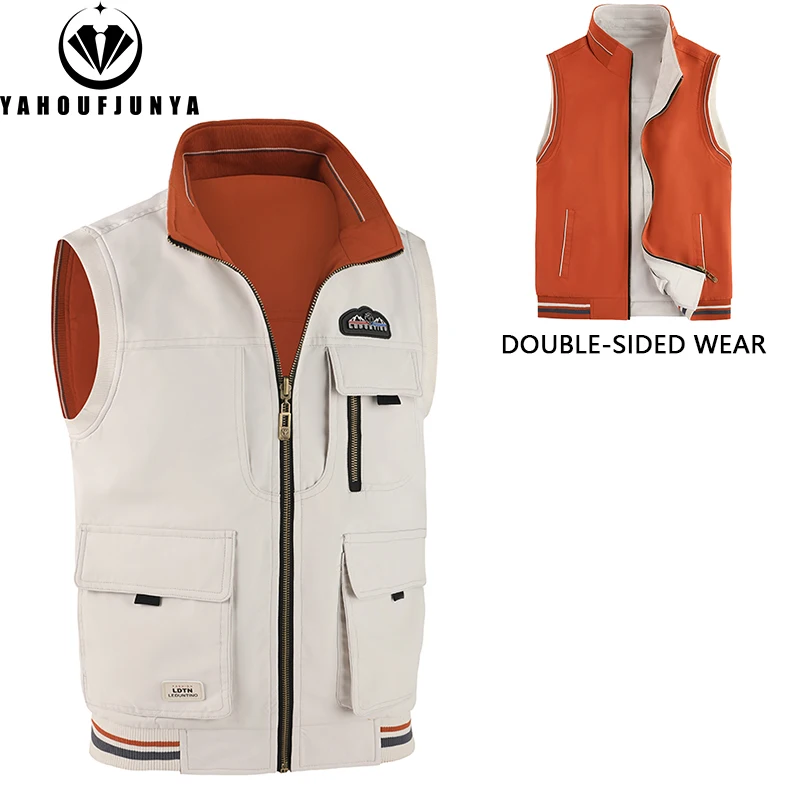 2026 Spring Summer Men Thin Tool Outdoor Leisure Stand Collar Vest Men Camping Fishing Breathable Sleeveless Vest Male Waistcoat