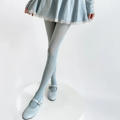 Pantimedias Retro a cuadros para mujer, medias de rejilla de malla caladas, medias de mujer, lencería, medias ajustadas, medias femeninas ajustadas