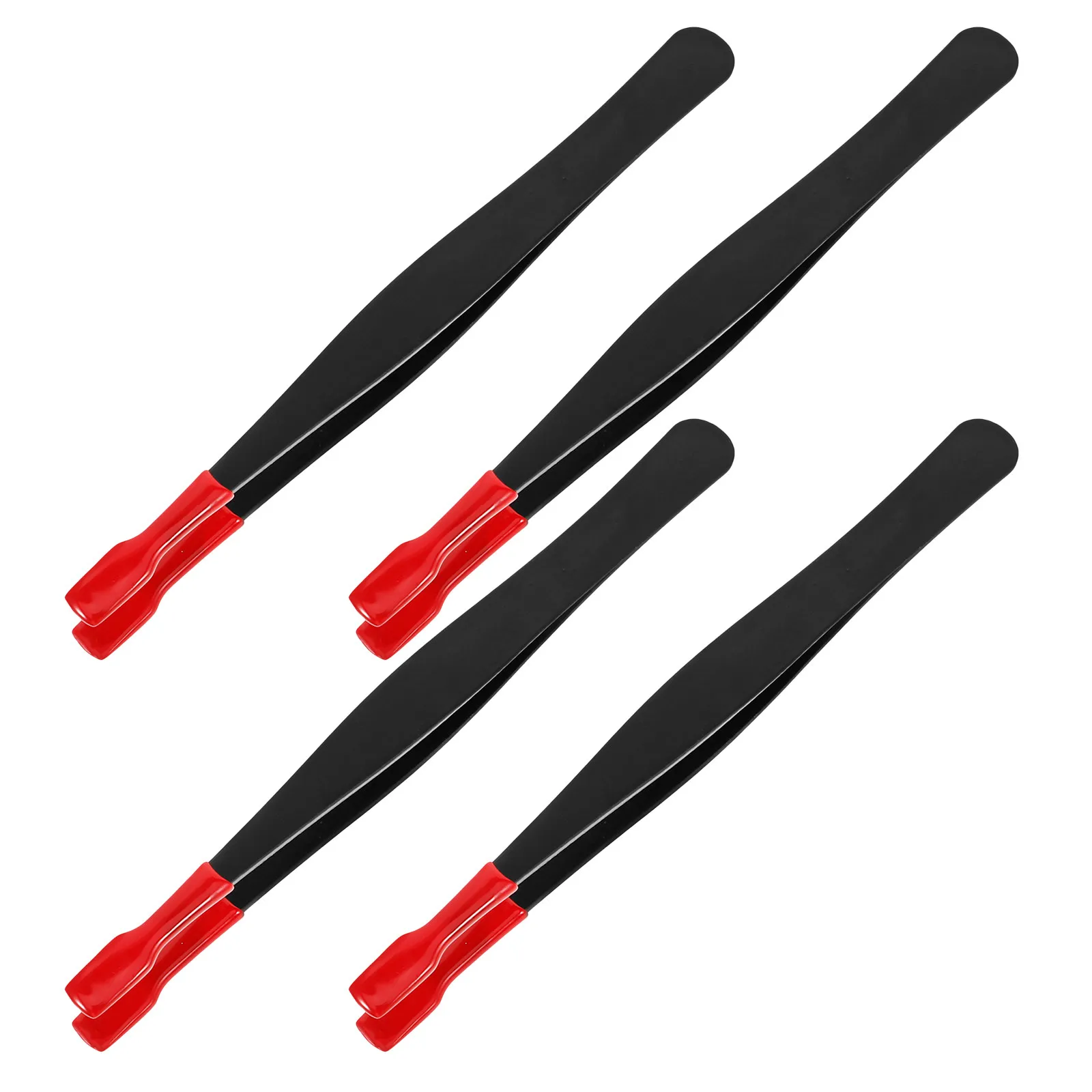 4Pcs Stainless Steel Flat Tip Tweezers Non Slip Rubber Coating for Stamp Handling Coin Sorting Scrapbooking Collectors Tools - view 5