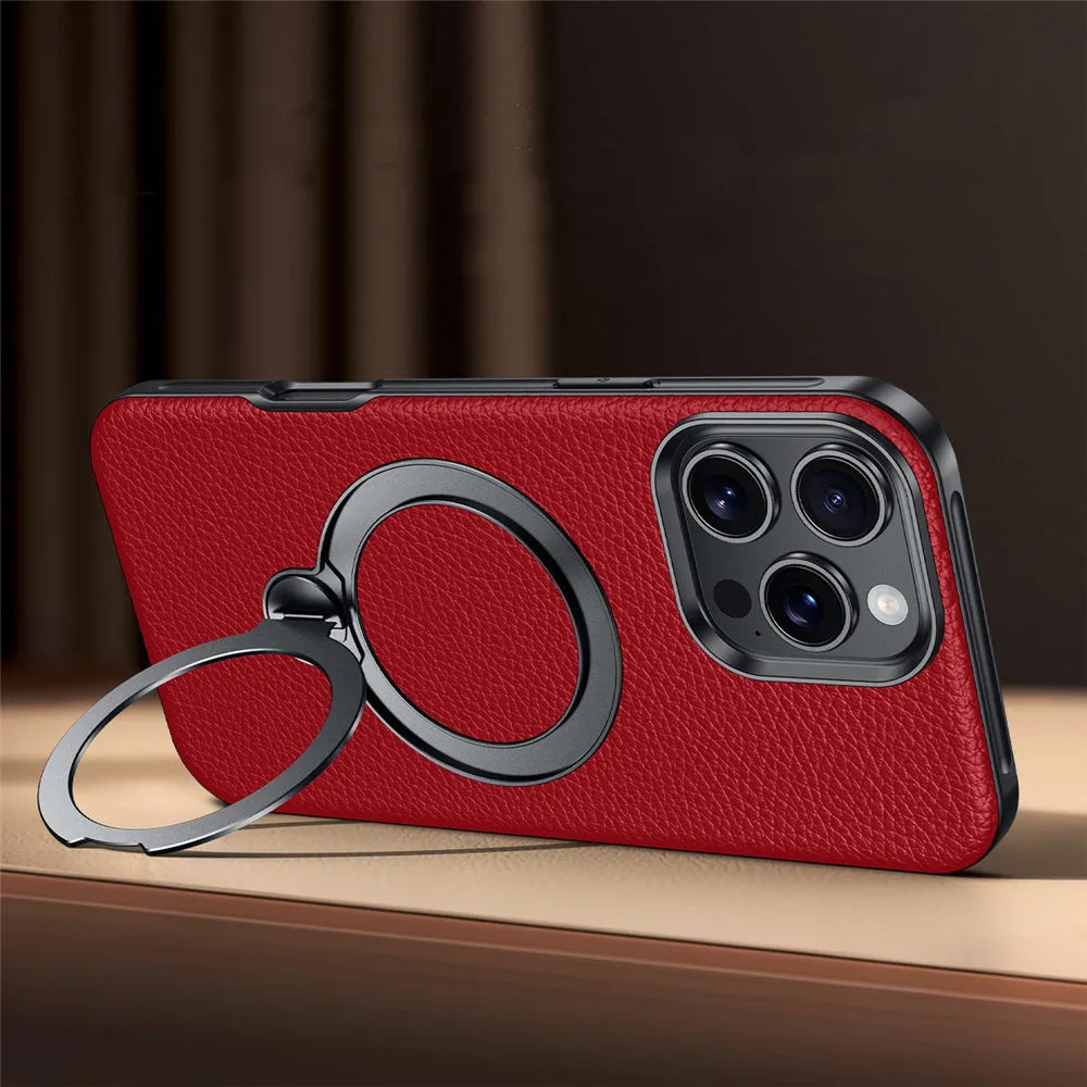 

Чехол Magsafe из натуральной яловой кожи премиум-класса для iPhone 15, 16 Pro Max, задняя крышка с кронштейном