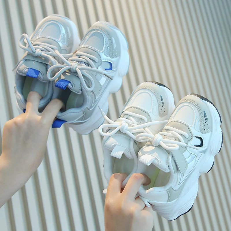 Baby Breathable Little White Shoes Boys Spring Autumn Soft-soled Running Shoes Girls Lightweight Kids Casual Dad Shoes Children