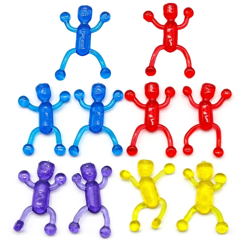 10Pcs/set Sticky Rolling Men  Window Crawler Men  Stretchy Wall Climbers  Funny Flexible Climb Men Sticky Wall Toy Kids