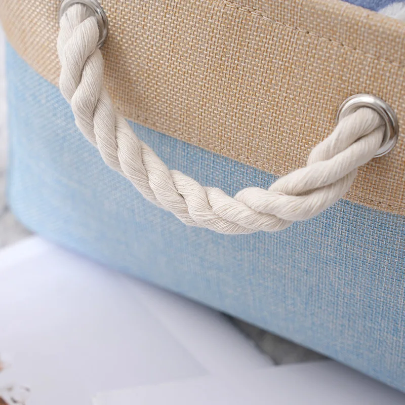 القطن والكتان المرقعة Thickenedeva صندوق تخزين ملابس بدون غطاء طويل Satcheljeans لعبة خزانة سطح المكتب سلة التخزين #4