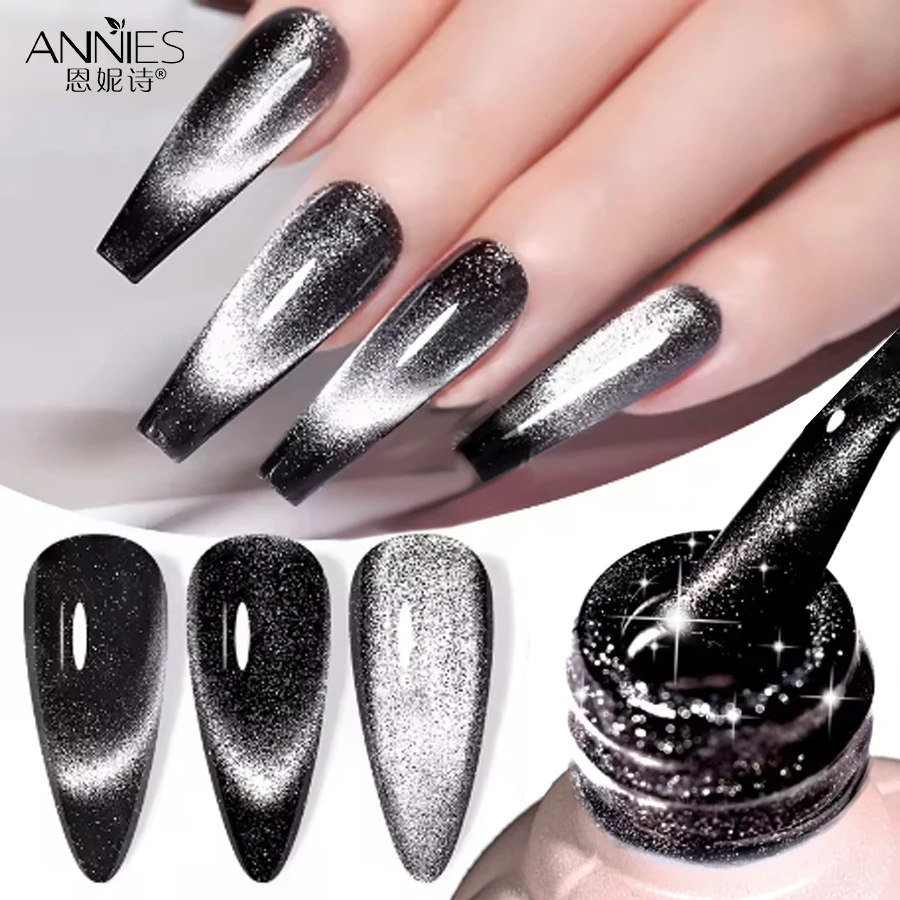 10ml Black Cat Eye Gel Nail Polish ，Holographic Glitter Jelly Nail Polish, Reflective Translucent UV Gel for Manicure Art DIY