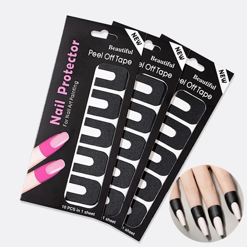 10pcs Nail Protector Anti-Overflow Nail Art Stickers with UV Protection Includes Printing French Manicure Anti-Overflow Sticker