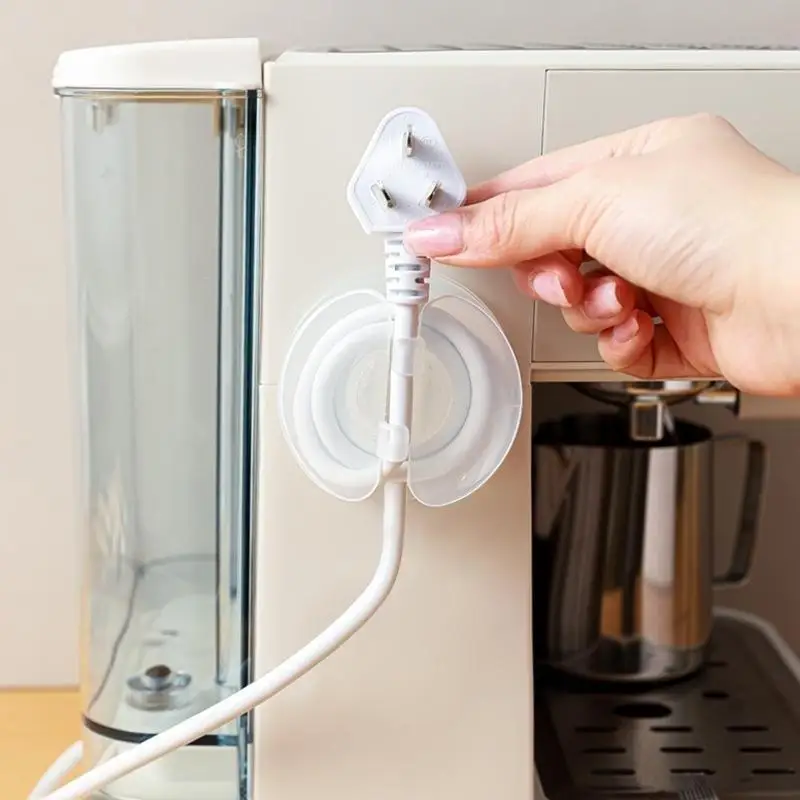 1/2/4Pcs Transparent Wire Management Wire Fixing Clip Wear-resistant Cable Organizer Self Adhesive Hook Round Storage Case