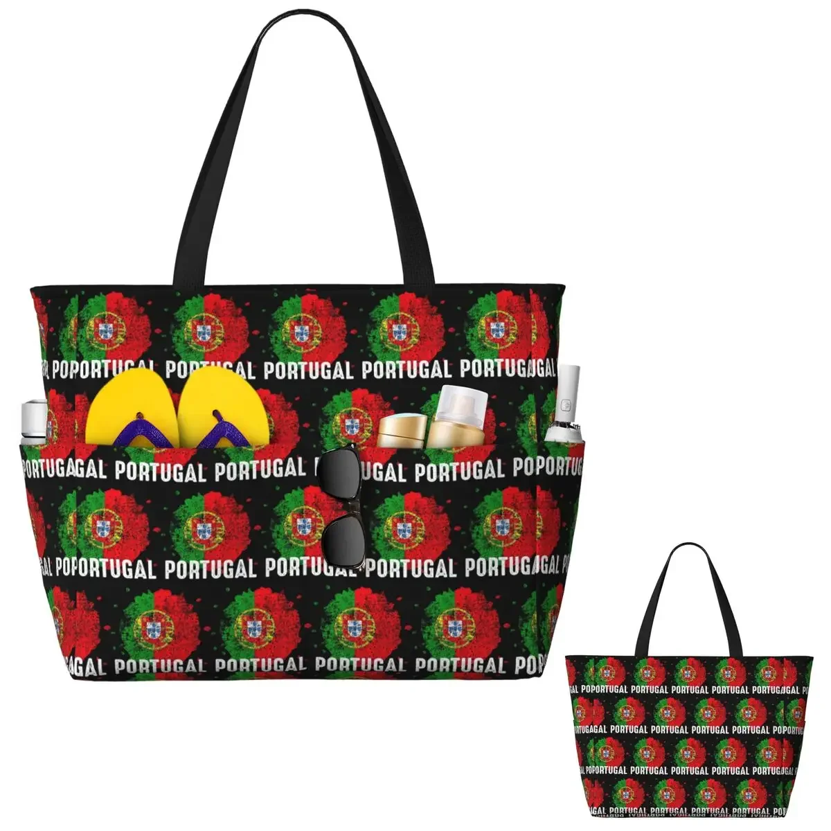 Flag Of Portugal Beach Tote Bag Sport Gym Yoga Duffle Large Tote Bag Women Travel Bag Fitness bag
