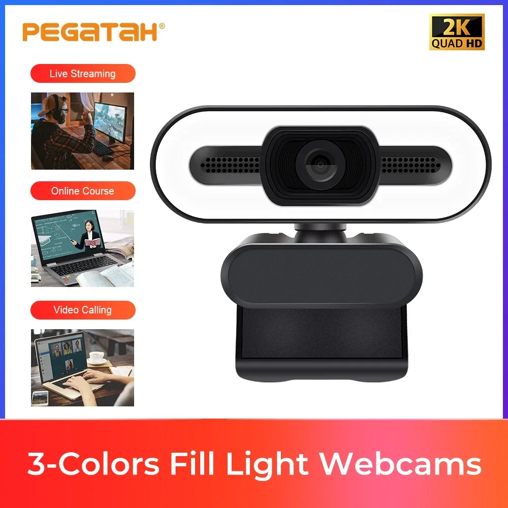 Cámara web 2K mini, cámara web con micrófono, cámara web para PC, cámara web 1080p mini para PC, cámaras USB con enfoque para computadora