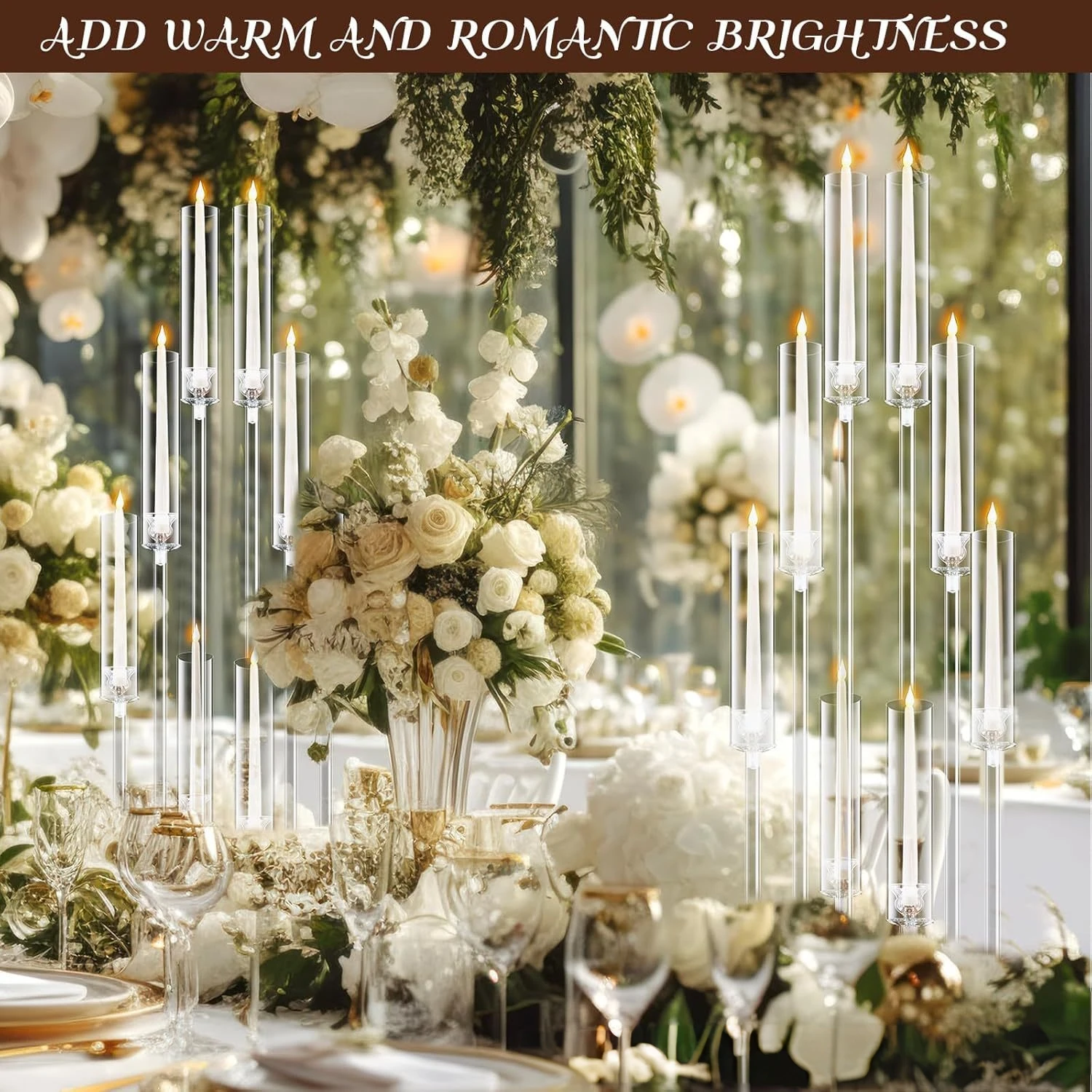 Acrylic Candelabra Transparent Candle Holders Wedding Candlesticks Table Centerpieces Flower Stand Holder Big Candelabrum