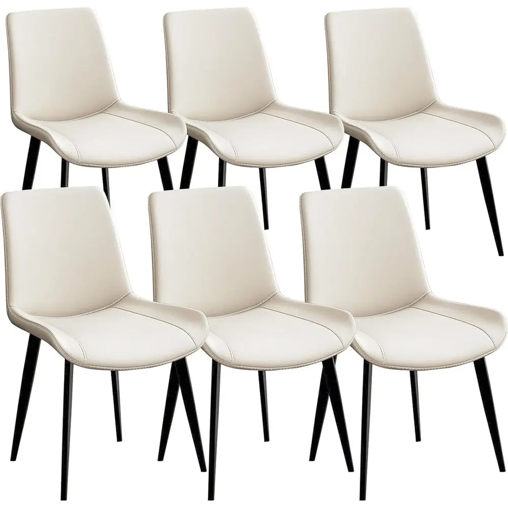 

Dining Chairs Set of 6, Modern Armless Kitchen Chairs with Cushion Back and Upholstered Seat, PU Leather Dining Room Chairs with