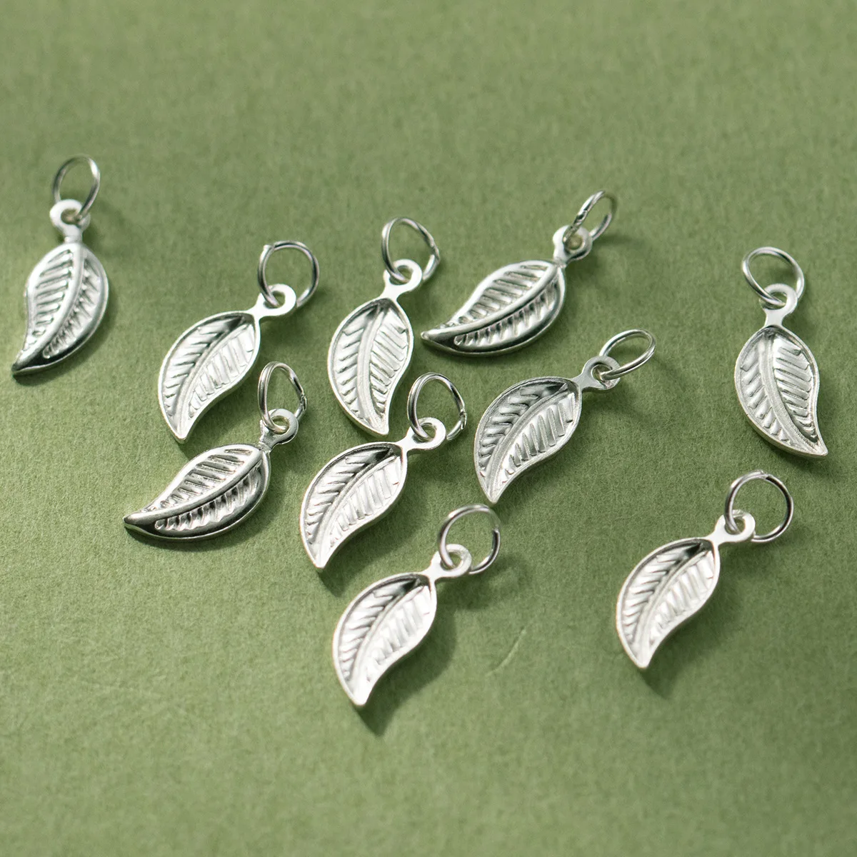 2pcs/Lot 925 Sterling Silver Small Leaves Loop Charms 10x4.5mm Handmade Bracelets Earrings Necklace Small Pendants DIY Jewelry