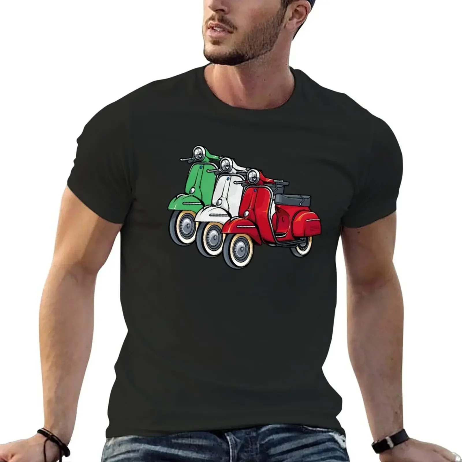 Italy Classic Scooter Moped Bike Retro Love Vintage T-Shirt designer shirts blacks mens t shirts