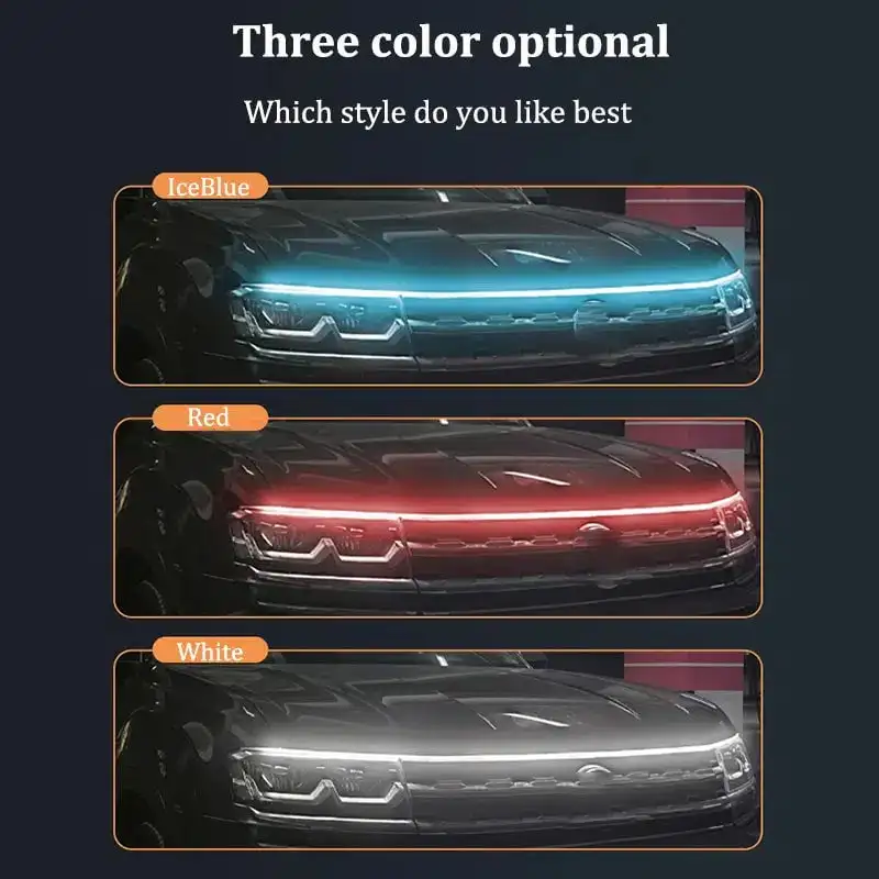 Imagem -02 - Carro Dinâmico Varredura Start up Hoodbeam Kit Luzes Diurnas Atmosfera Luzes Decorativas Luzes de Tira Luzes do Carro