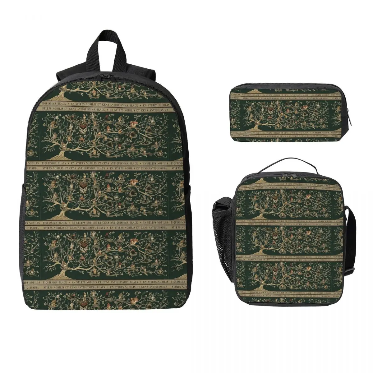 

Noble House Of Black Family Tree Backpack Student Boys Girls BookBag School Bag Shoulder Bag 3ps Insulated Lunch Bag Pencil Case