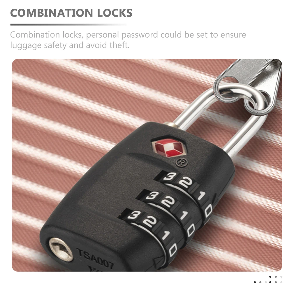 

3pcs Black Combination Padlocks for Suitcase Luggage Gym Locker 3 Code Zipper Locks Travel Security Hardware