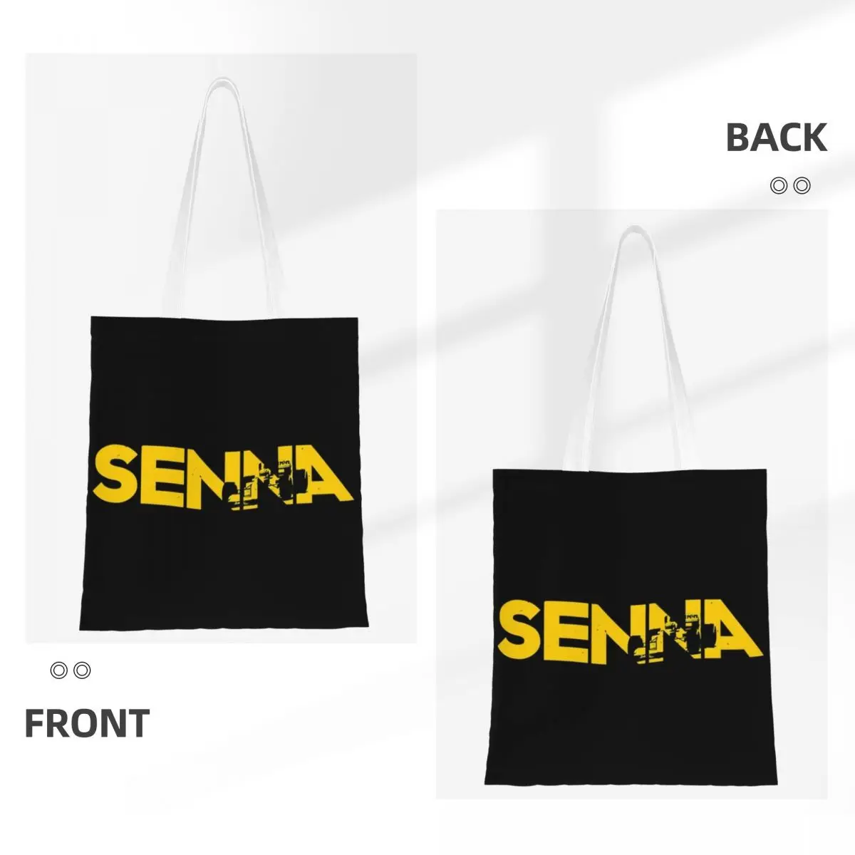 Custom Fashion Printed Ayrtons Brazilian Racing Driver Senna Tote Shopping Bag Reusable Canvas Shopper Shoulder Handbag