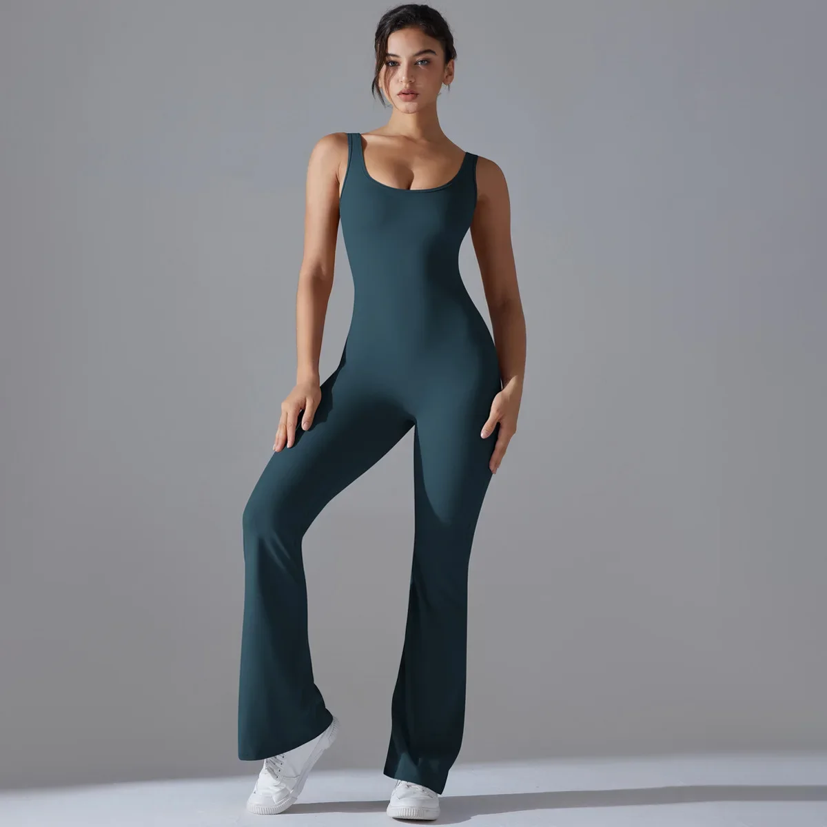 Yoga Jumpsuit Women One Piece Wide Leg Pants Sports Bodysuit Flared Pants Womans Overall Sportswear Workout Fitness Gym Jumpsuit