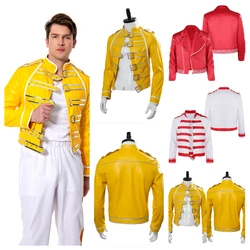 Rock Band Fantasy Freddie Cosplay Mercury Costume Adult Men Coat Jacket Shirt Vest Outfits Halloween Carnival Party Role Suit