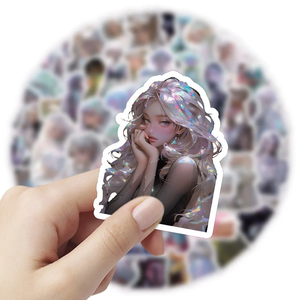 63 قطعة من ملصقات فتاة الليزر - ديكور ثلاثي الأبعاد للهواتف وأجهزة الكمبيوتر المحمولة والحرف اليدوية (متجر عوالم الرسوم المتحركة) #4