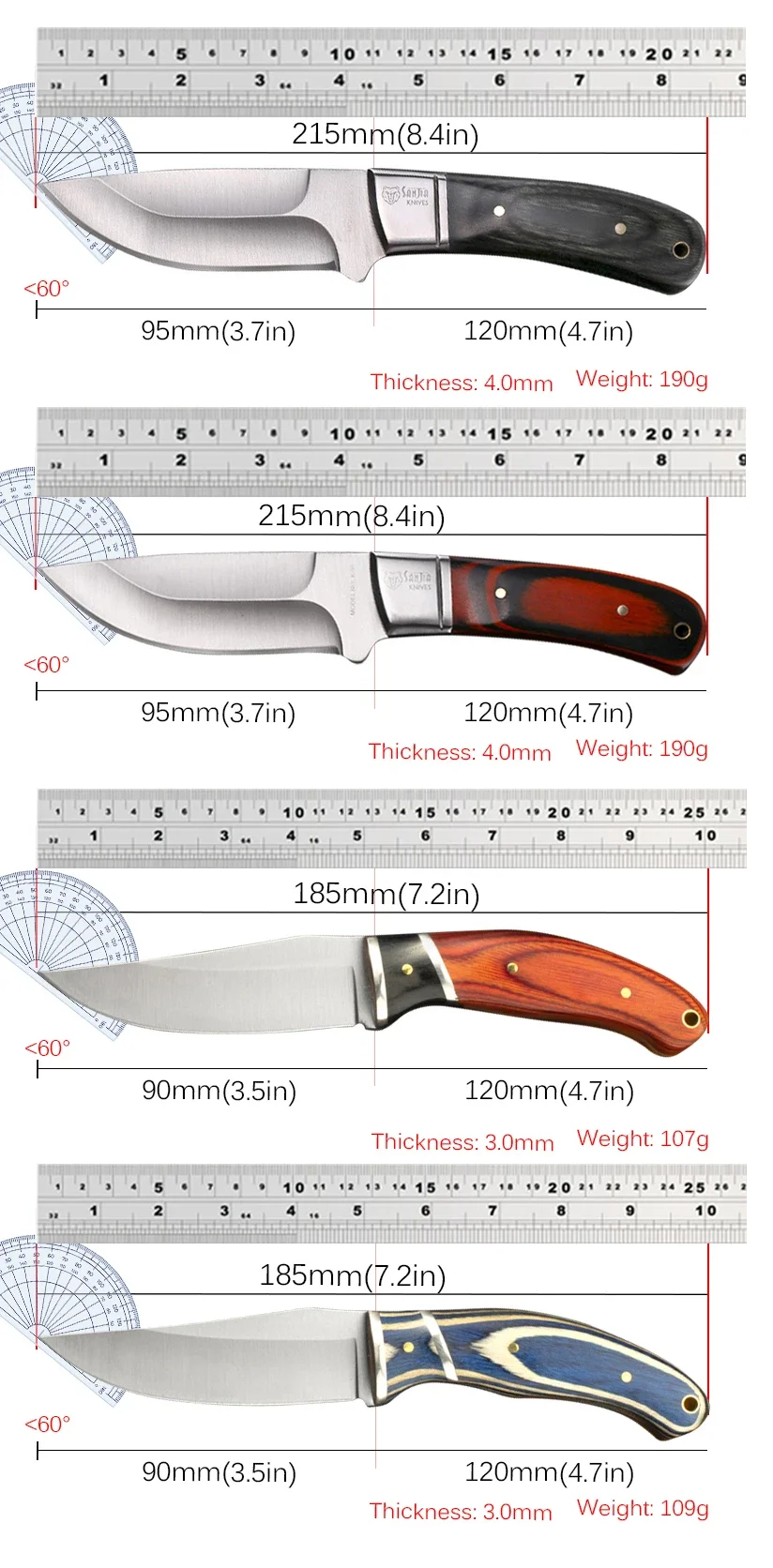 Stainless Steel Vegetable Slicing Knife Butcher\'s Boning Knife Meat Cleaver Kitchen Fruit Knife Hand-held Barbecue Meat Knives