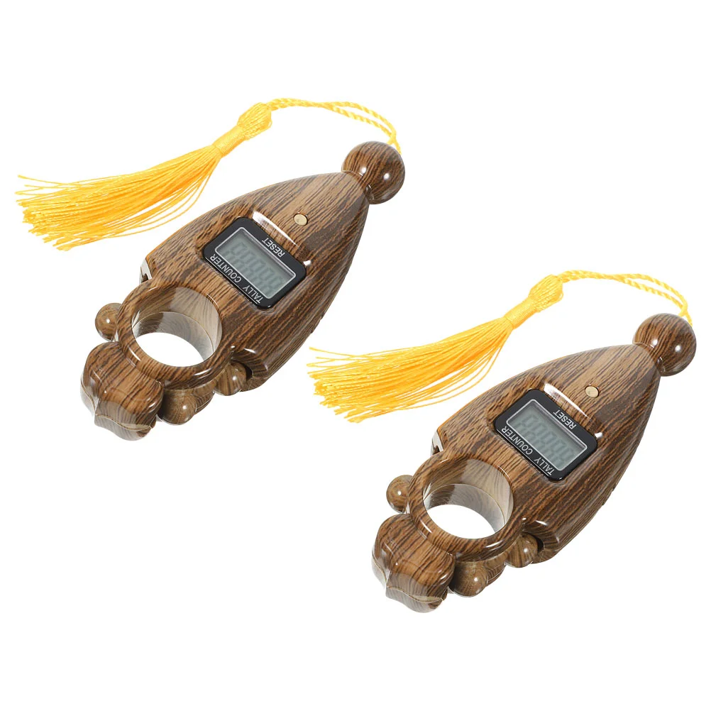 2 Pcs Bead Counter Practical Buddha Reliable Beads LED Tally Digital Chanting Wood Grain Handheld