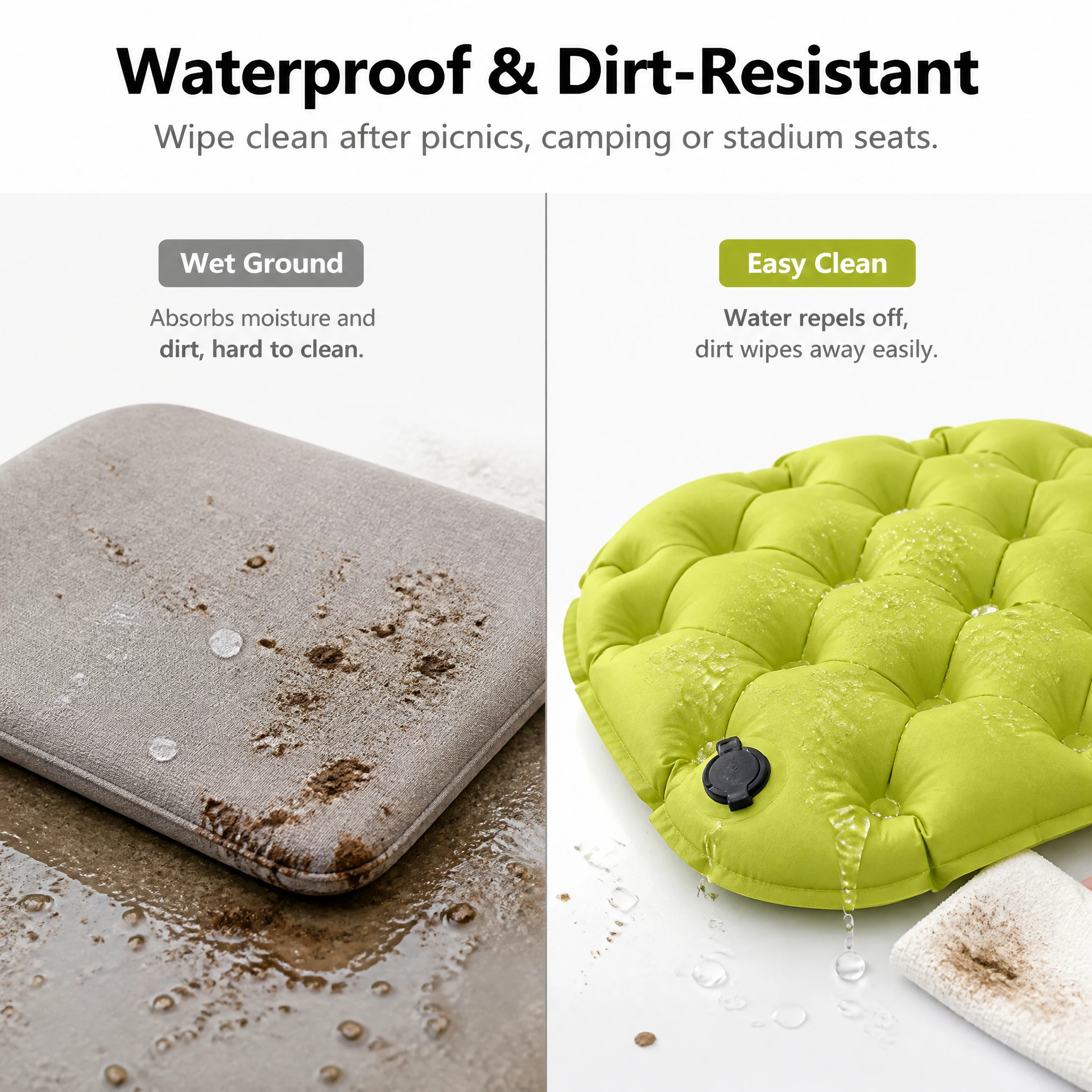 75D Polyester Pongee Inflatable Seat Cushion Waterproof TPU Coated Portable Foldable Air Pad Fast Inflate Outdoor Camping view 5