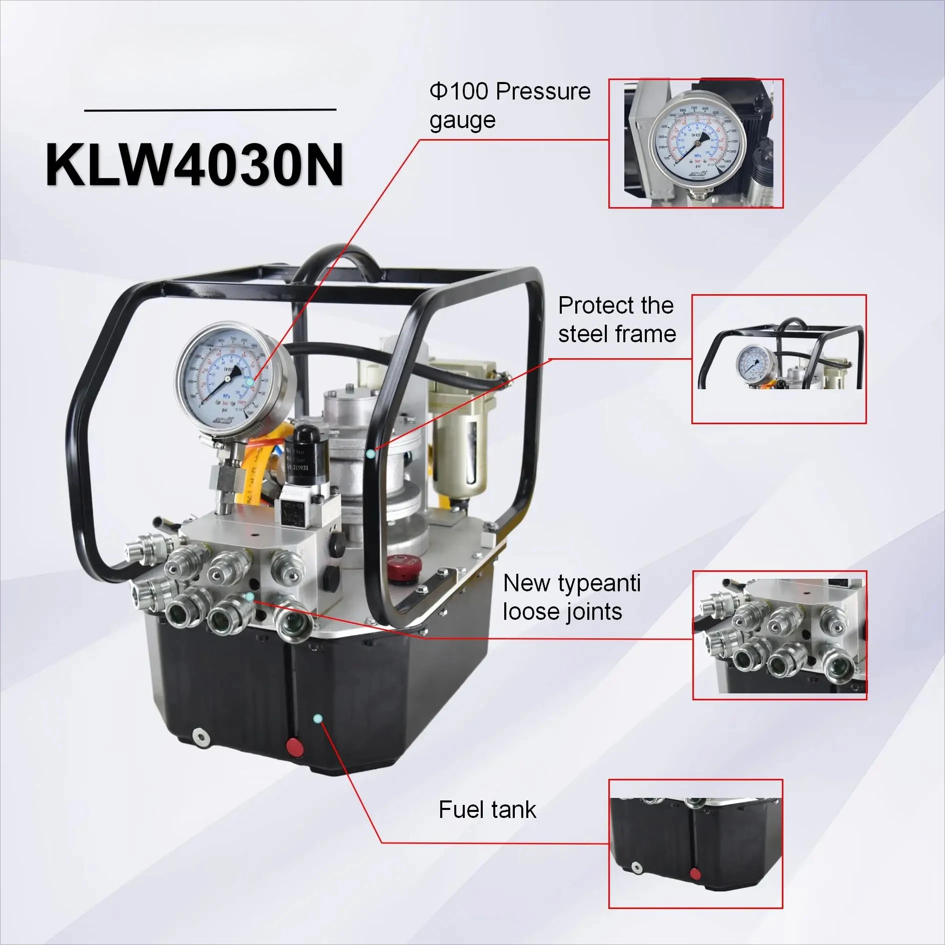 WREN KLW4030N-4 CE/UKCA In-Stock Heavy Duty 70Mpa 4.0HP Industrial Pump Hydraulic Torque Wrench Power Pneumatic Hydraulics Pumps
