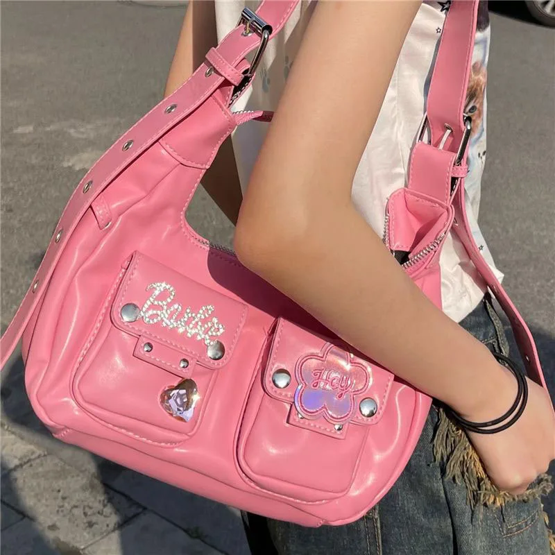 

Cartoon Barbie Crossbody Bag Cute Anime Sweet Cool Middle Aged Spicy Girl Multi Pocket PU Shoulder Bag Toys Girls Birthday Gifts