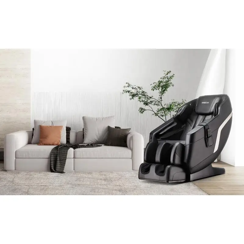 كرسي تدليك كامل الجسم من SL Track مع أسطوانة للقدم وتدليك الوسادة الهوائية، وتحديد موضع الجاذبية الصفرية، ومكبر صوت بلوتوث، باللون البني #4