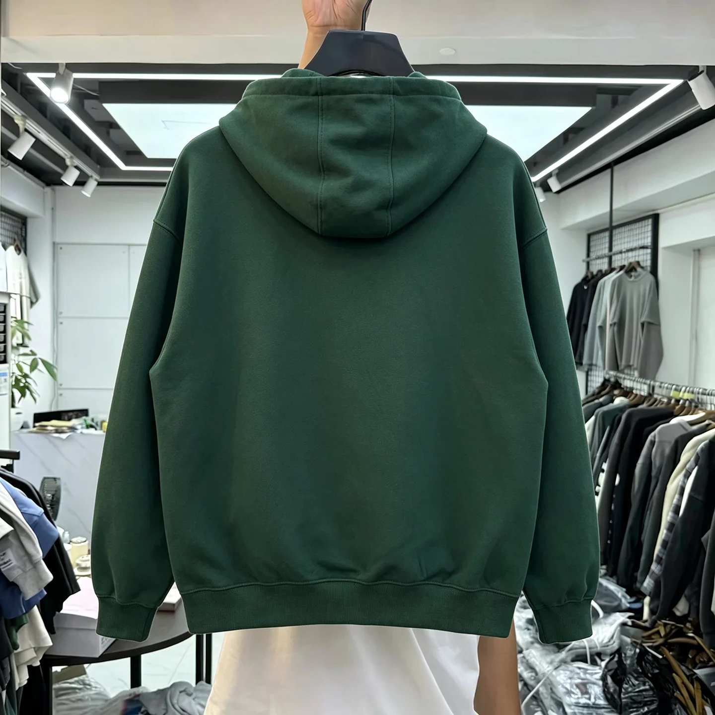 American High Street Patchwork Embroidered Rhinestone Hooded Open Cardigan Sweatshirt Loose Cuffed Zipper Fleece Outerwear