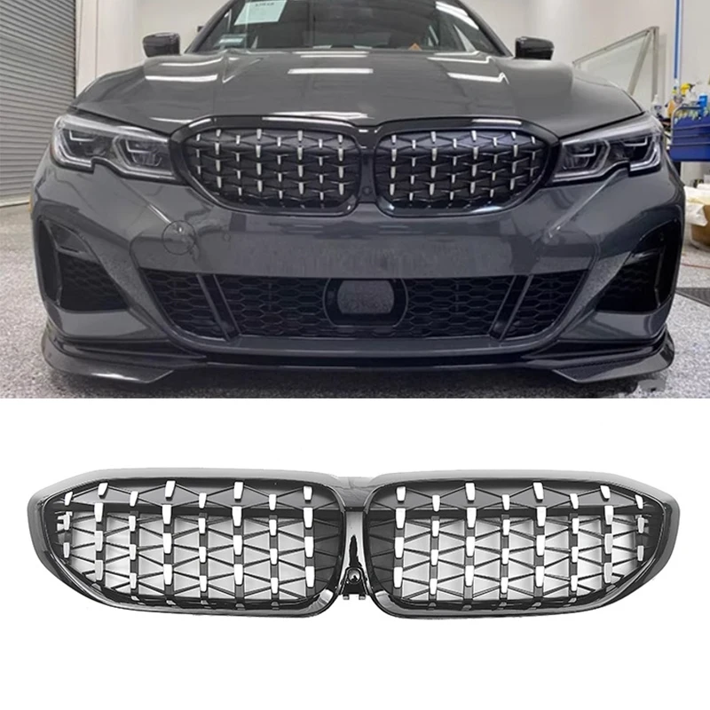 Front Bumper Hood Kidney Grill Racing Grilles Replacement Diamond Style For BMW 3 G20 G21 320i 320d 330i 340i 340d 2019-2022