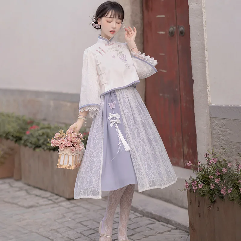 Sommer Lolita Frauen Bluse Röcke Anzüge Mädchen Kawaii Rock Sets Chinesischen Stil Hanfu Cosplay Kostüm Cosplay Kostüm Kleider