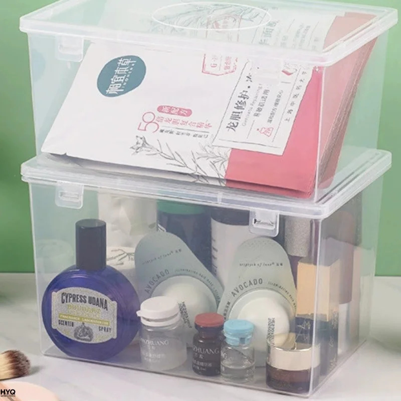Boîte rangement masques transparente grande capacité, 2 pièces, rangement ménager