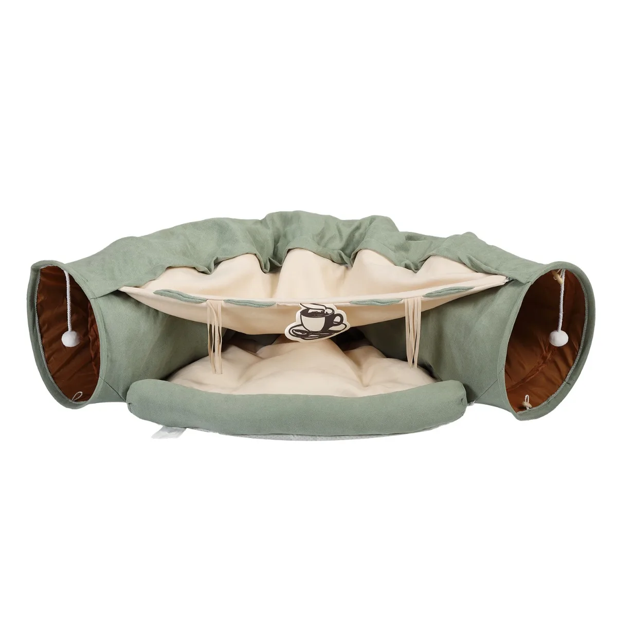 

Cat’s Telescopic Tunnel Cushioned Bed Pet Nest Teasing Balls Zipper Connection Feline Supplies, Bright Green