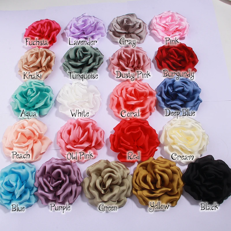 5Pcs 9cm Vintage Artificial Flowers Accessory For dresses DIY Silk Lace Fabric Floral For Women Party Brooch Hair Brooches Clips