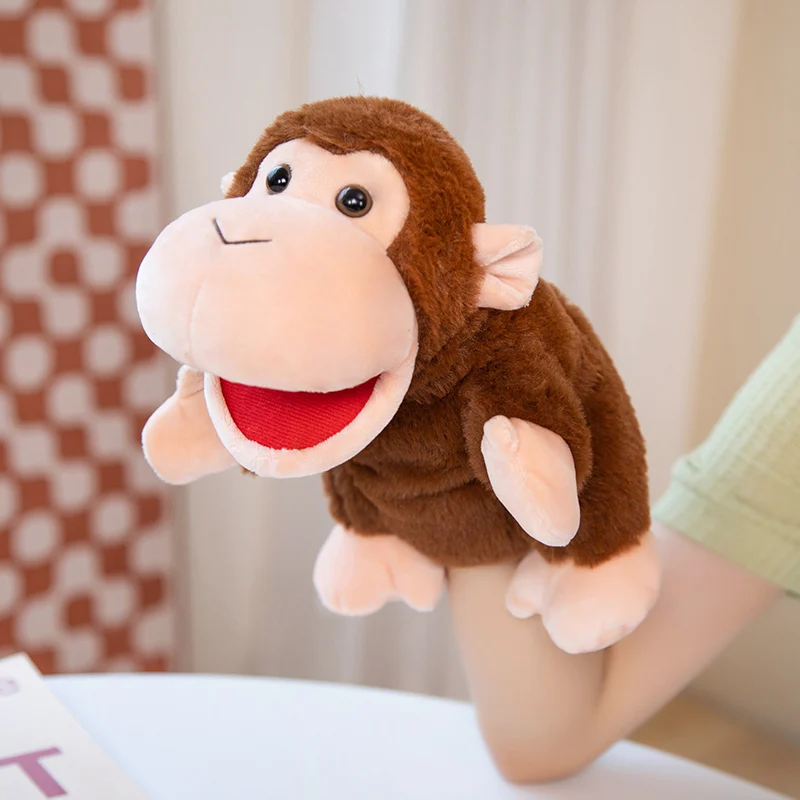 Stuffed Plush Animals Toys Hand Finger Story Puppet Kawaii Dolls Educational Toys Lion Tiger Elephant Monkey Gifts