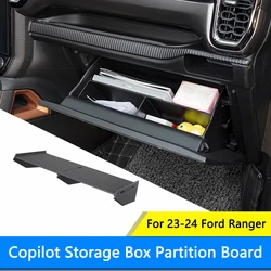 TAJIAN Car Center Glove Box Divider Storage Box Copilot Passenger Partition Storage Tidying Trim Fits For Ford Ranger 2023-2024