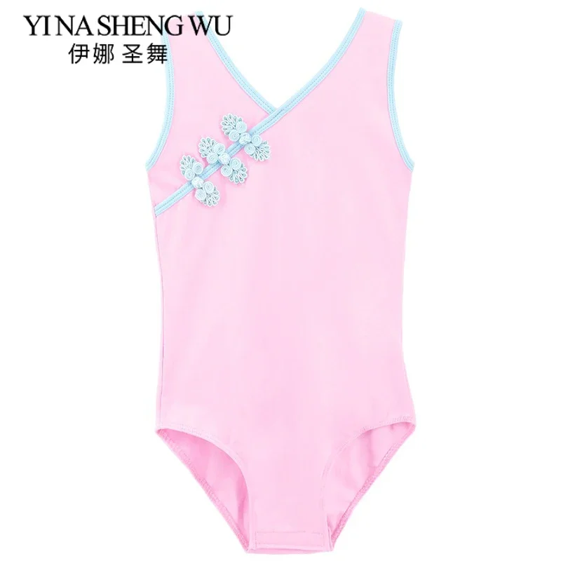 New Children Ballet Dance Wear Chinese Classical Style Ballet Dance Leotard Children Girls Pink Short Sleeve Leotard Dance Wear