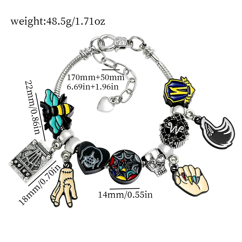 Nuovo nel venerdì Addams bracciale talismano Morticia Horror Thing Hands Charms bracciali gotico braccialetto fai da te per accessori donna