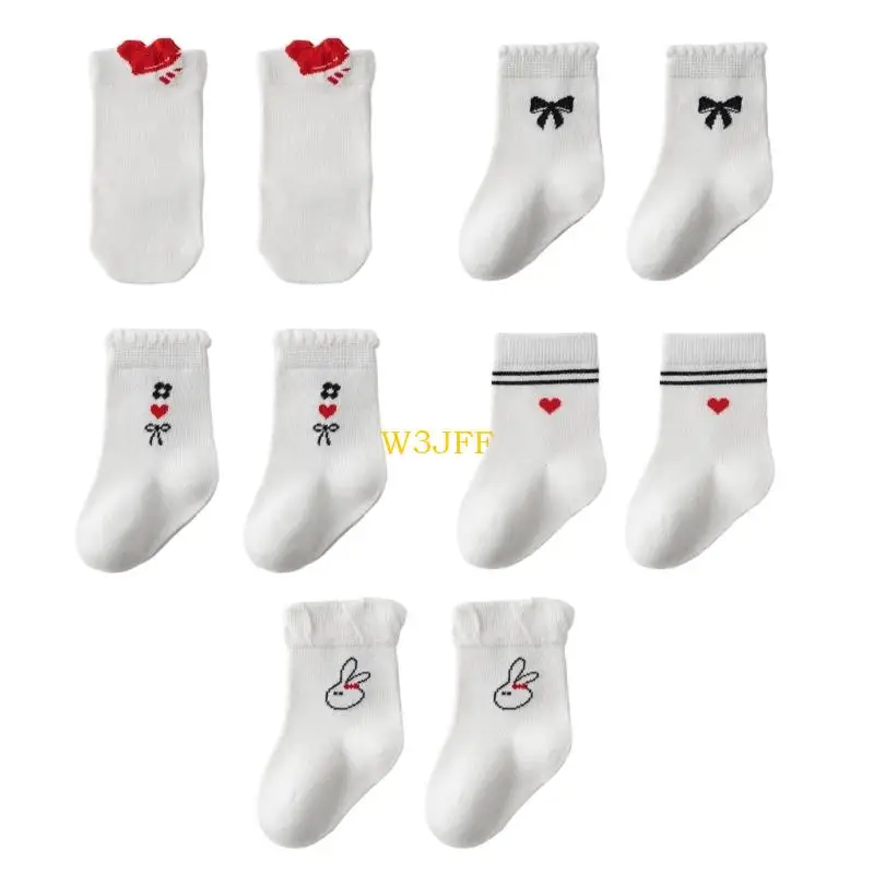 

W3JF Soft Ankle Length Infant Socks Loose Seamless Design Middle Tube Socks Comfortable Fabric 0-5 Years Essential